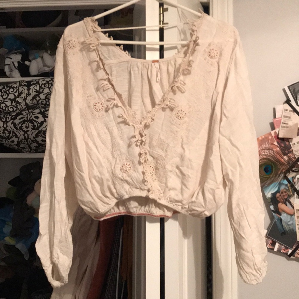 Free People Cream Blouse